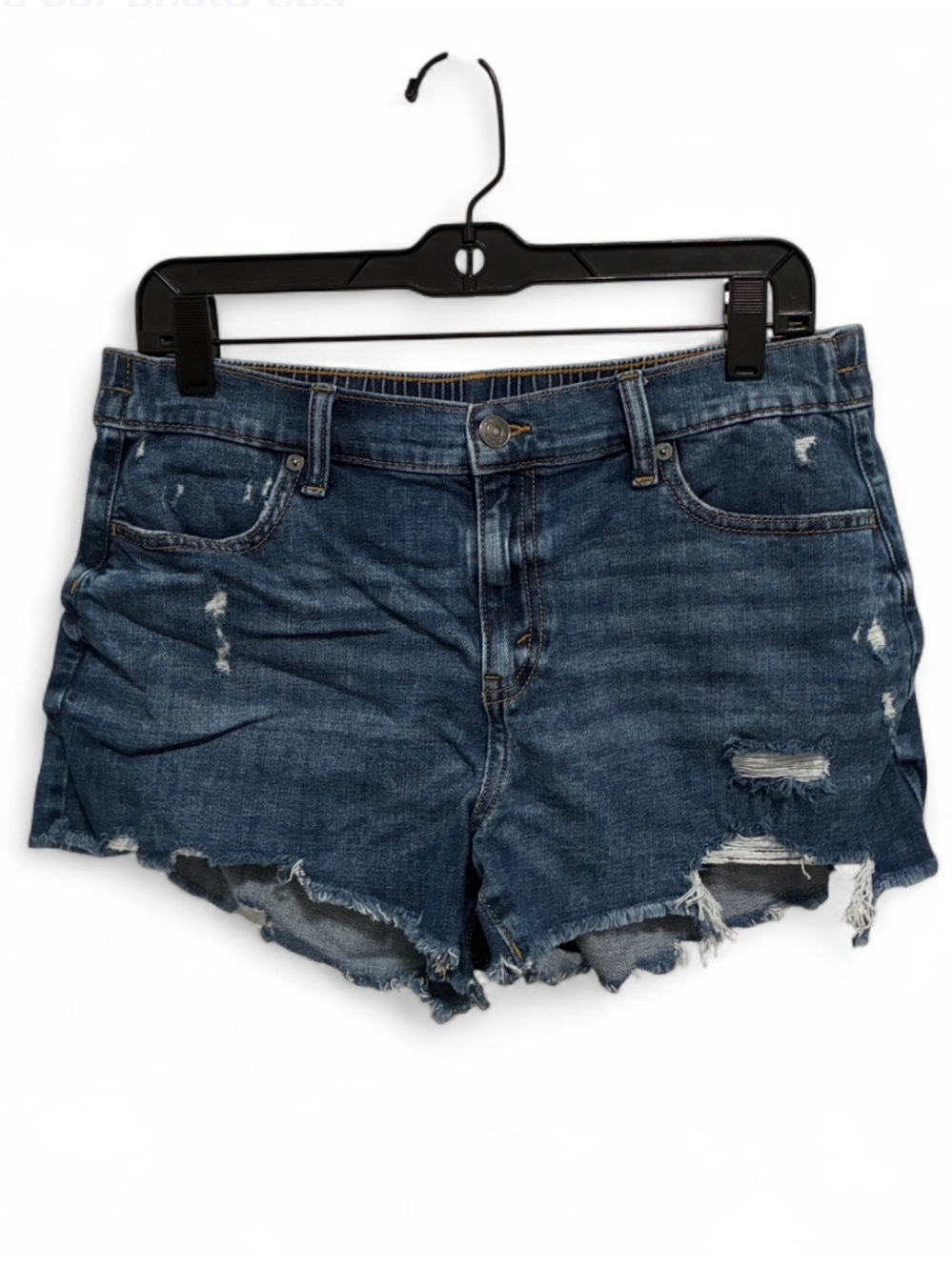 aerie Distressed Blue Denim Elastic Waist Shorts